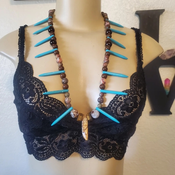 Handmade turquoise multi stone tribal beaded Necklace